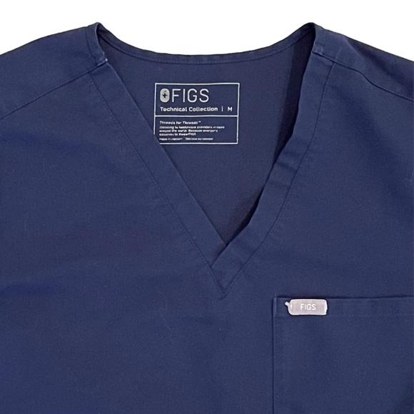 Figs • Catarina Navy Blue One-Pocket V-Neck Scrub Top - M - Picture 6 of 11